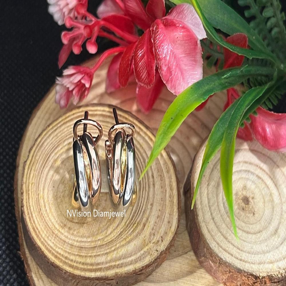 Signature Intertwined Three-Tone Earrings 