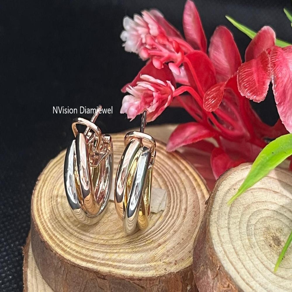 Signature Intertwined Three-Tone Earrings 