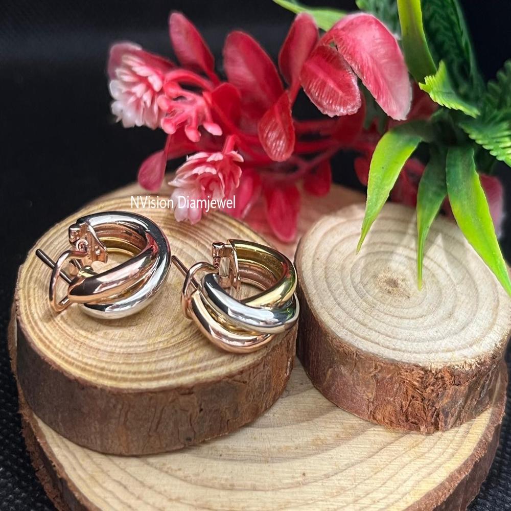 Signature Intertwined Three-Tone Earrings 