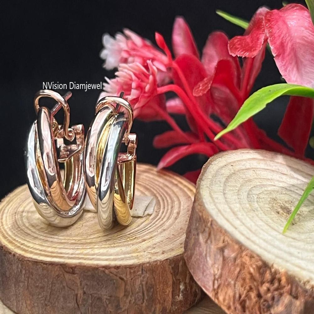 Signature Intertwined Three-Tone Earrings 
