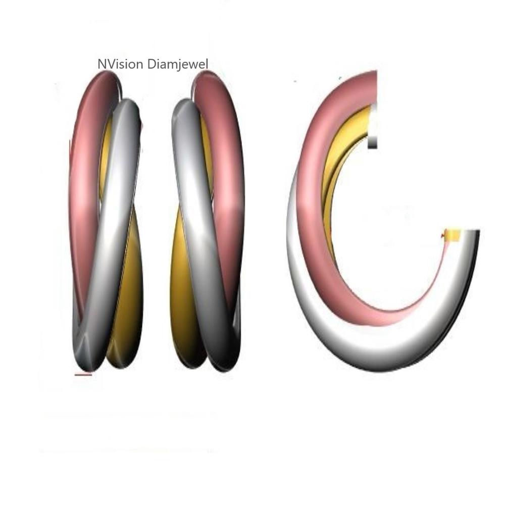 Signature Intertwined Three-Tone Earrings 