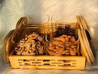 Candy Jars- Set of 4 with wooden tray and lid