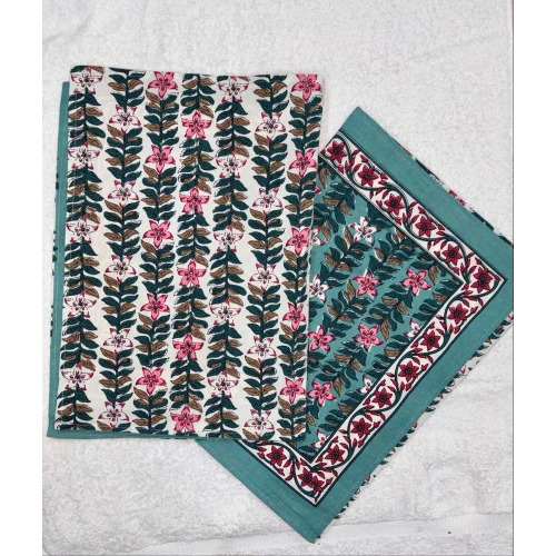 210GSM Green Cotton Jaipuri Bed Sheet