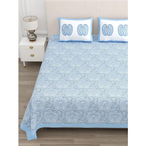 Unique Summer Collection Cotton Bedsheet - Color: Sky Blue