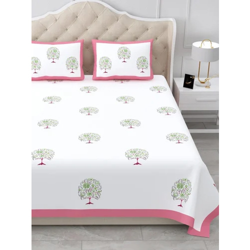 White And Pink Summer Collection Cotton Bedsheet