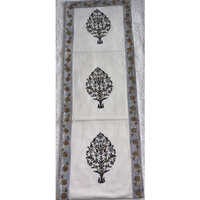 210gsm Rectangular Cotton Printed Table Runner - Color: White