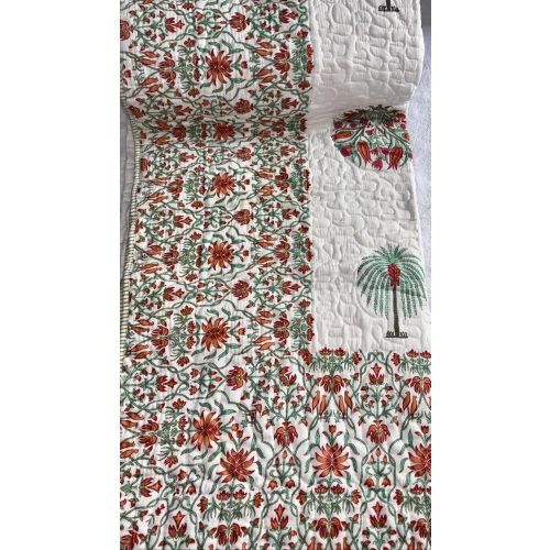 Cotton Quilted Bed Cover - Color: Multi Colour