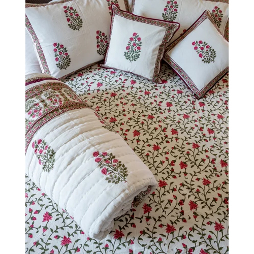 250Gsm Printed Double Quilt Bed Sheet Set - Feature: Breathable
