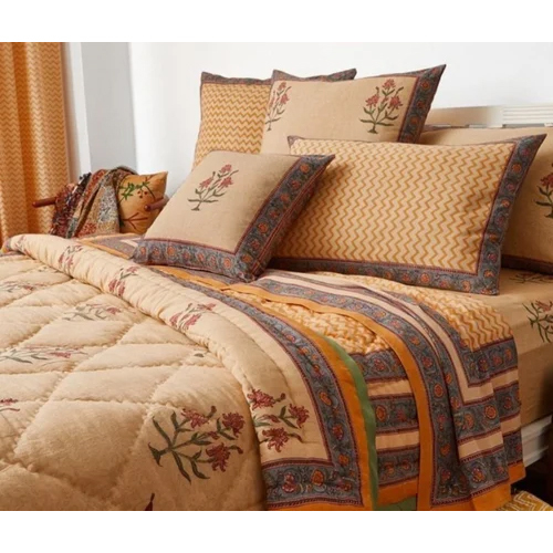 150Gsm Printed Double Quilt Bed Sheet Set - Feature: Breathable