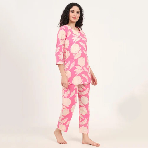 Ladies Malmal Printed Night Suits