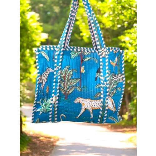 Cotton Quilted Tote Bag - Color: Multi Colour