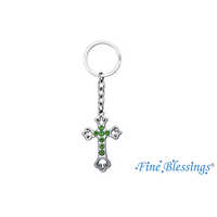 Cross Green Stone PVC Keychain