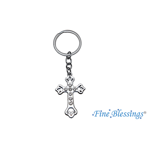 Cross Silver Stone PVC Keychain
