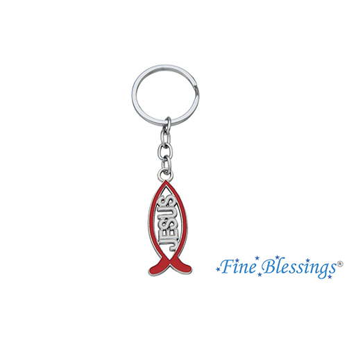 Jesus Fish Red Keychain