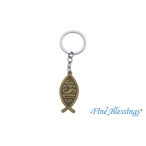 Jesus Golden Metal Fish Keychain