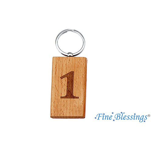 1 Number Wooden Keychain