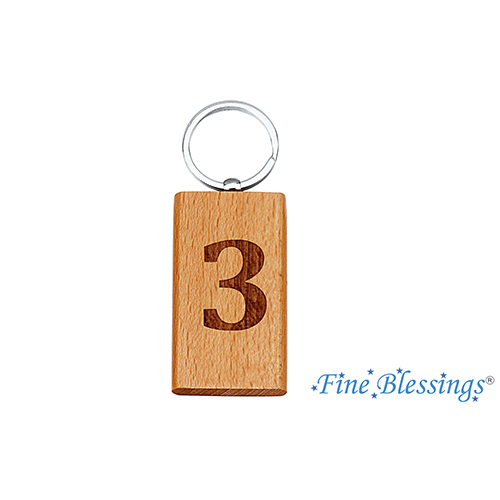 3 Number Wooden Keychain