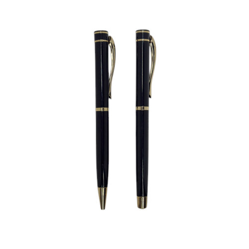 Manza Twist Ball Pen - Metal, Standard Size, Sleek Black Color | Easy-to-Use Twist Mechanism, Comfortable Metal Grip