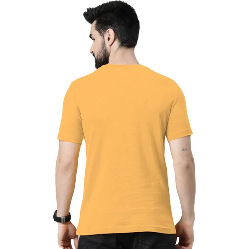 Mens Round Neck Yellow T Shirt