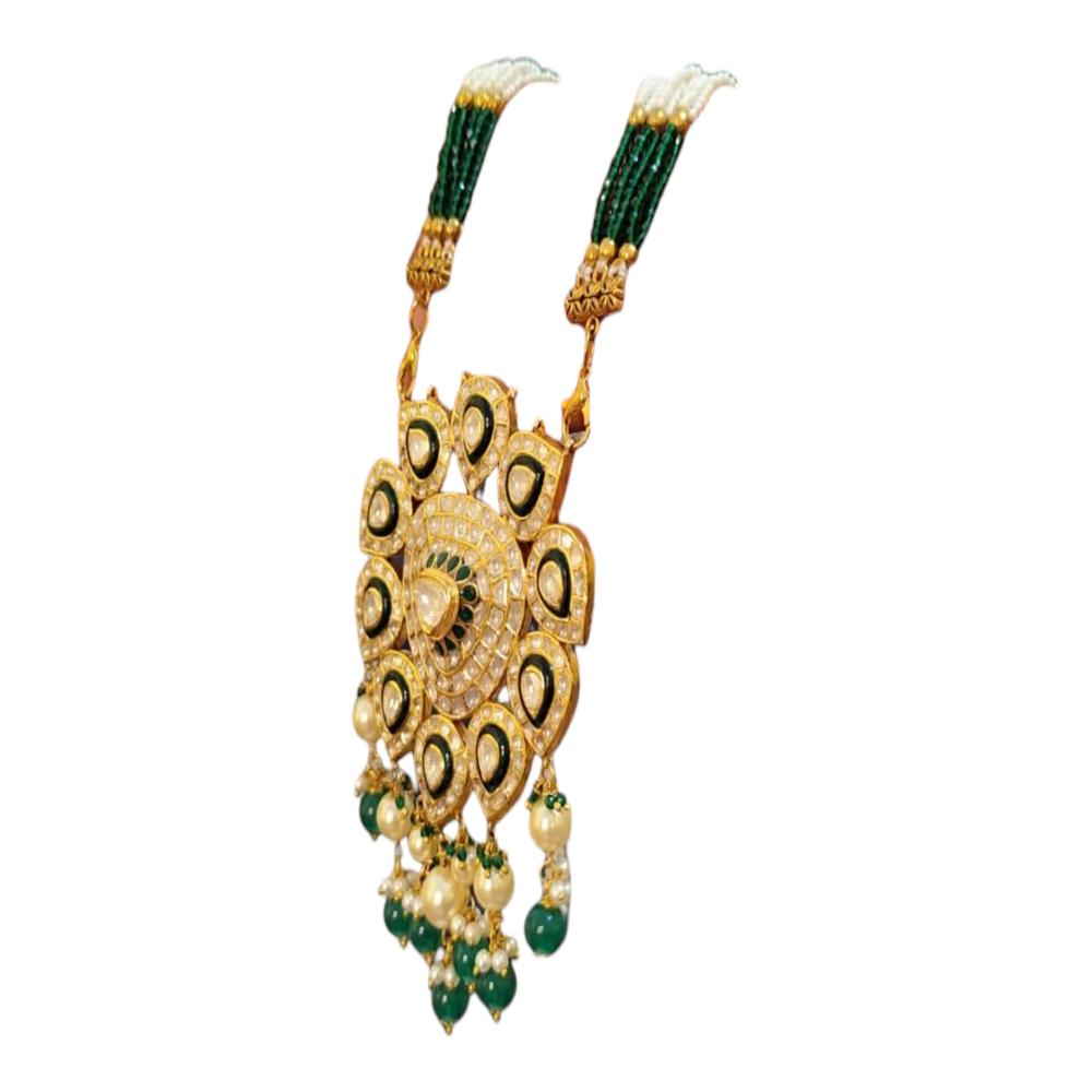 18kt Hallmarked Gold Uncut Diamond Polki Pendant Necklace Set