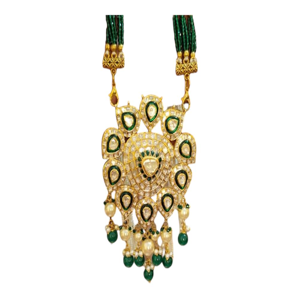 18kt Hallmarked Gold Uncut Diamond Polki Pendant Necklace Set