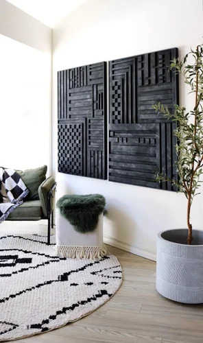 Black Parametric Wood Wall Panel