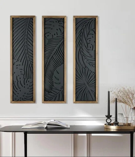 Black Parametric Wood Wall Panel - Material: Wooden