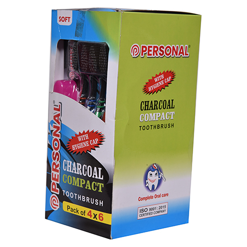 Charcoal Compact Tooth Brush - Bristle Color: Multicolor