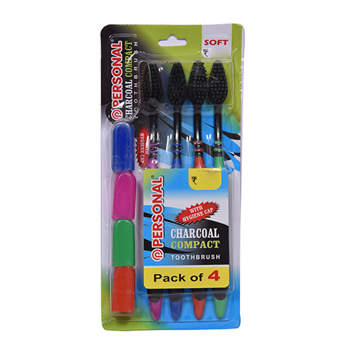 Charcoal Compact Tooth Brush - Bristle Color: Multicolor