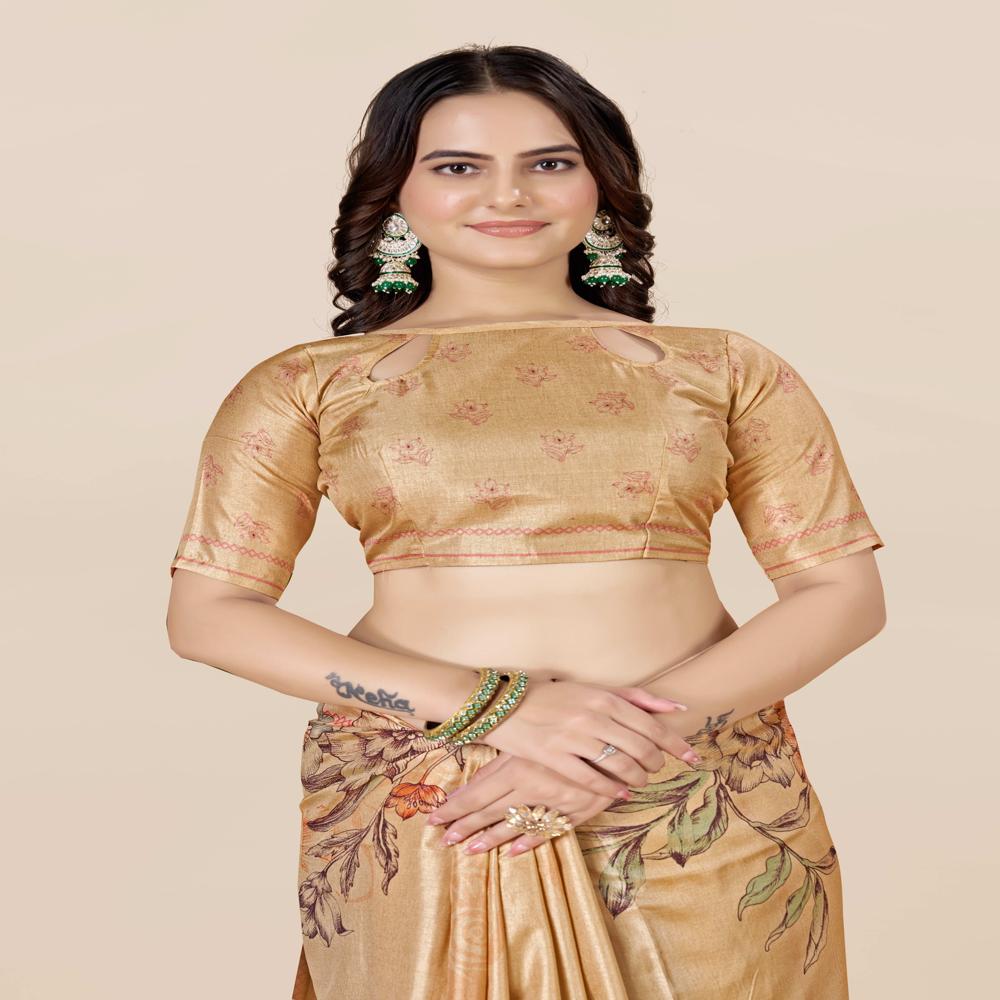 coloured Floral Art Silk Saree