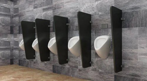 Urinal Modesty Panels - Hpl Board, 900mm X 450mm X 400mm, Matte Black - Easy Installation, Durable, Polished Finish, 10-year Warranty