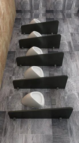 Urinal Modesty Panels - Hpl Board, 900mm X 450mm X 400mm, Matte Black - Easy Installation, Durable, Polished Finish, 10-year Warranty