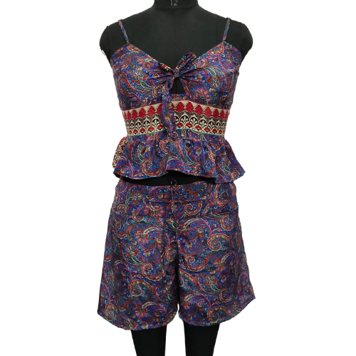 Printed Silk Short And Kishore Top Set - Color: Different Available