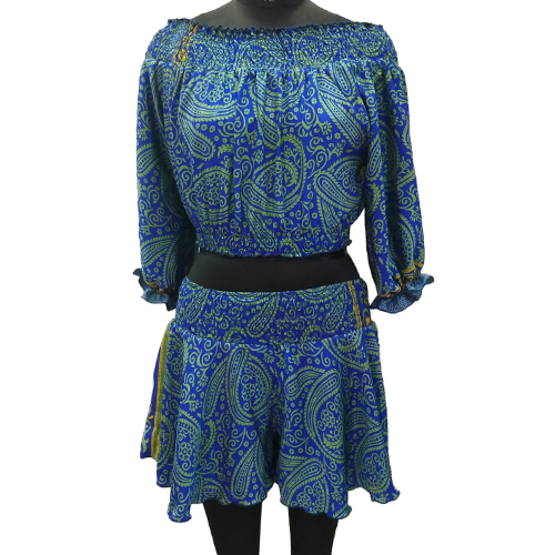 Blue Printed Short Dress