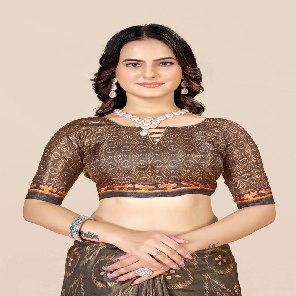 Ethnic Motifs Ikat Saree