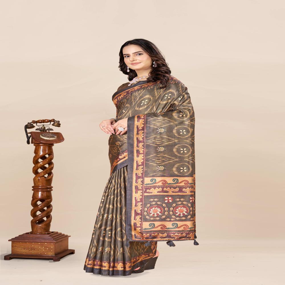 Ethnic Motifs Ikat Saree