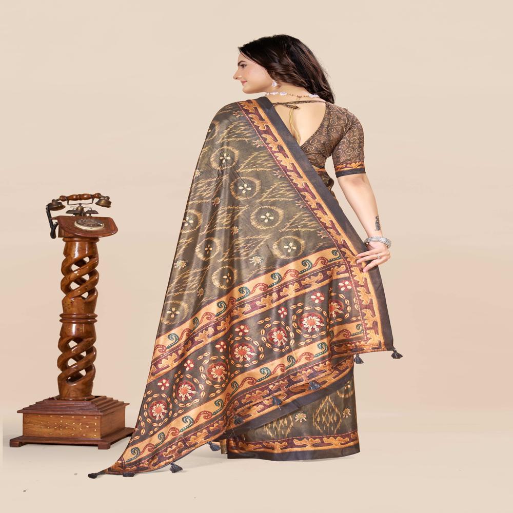 Ethnic Motifs Ikat Saree