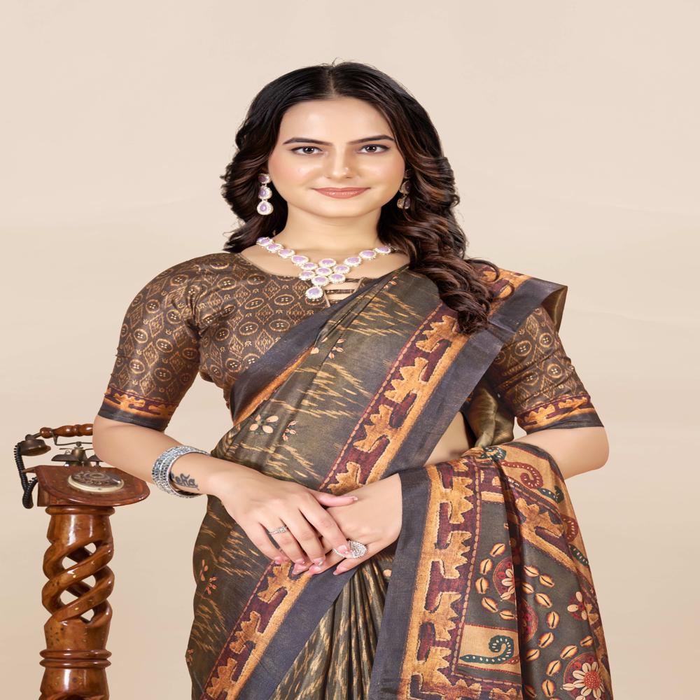 Ethnic Motifs Ikat Saree