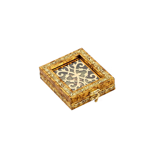 Golden 4 Coins Silver Coin Box - Color: As Per Requirment