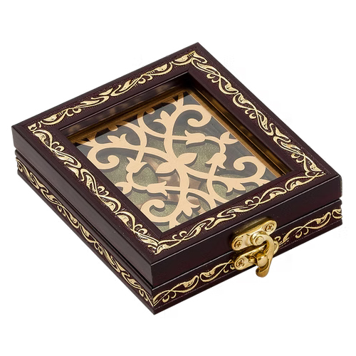 Oval Maroon 4 Coin Silver Coin Box - Material: Fibre