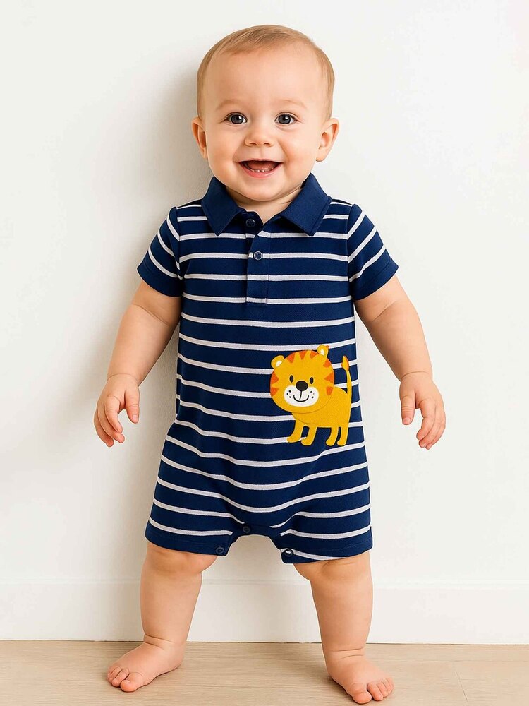 Baby Striped n Applique Playsuit