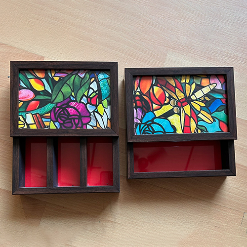 Wooden Cutlery Tray And Napkin Box Set - Color: Multicolor