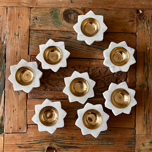 Marble And Brass Diya