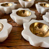 Marble And Brass Diya