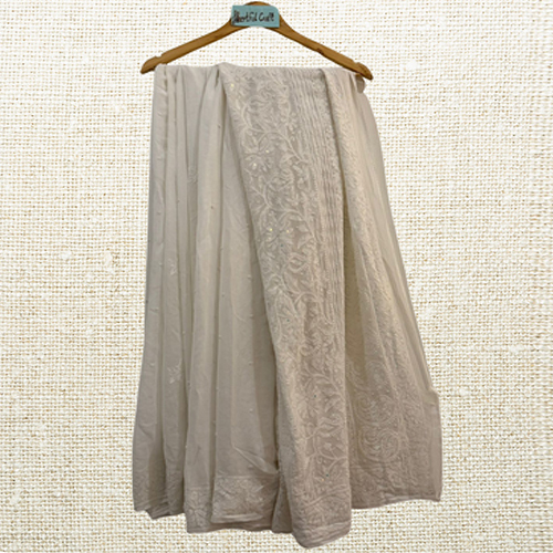 Ladies Pearl Work Chikankari Saree - Feature: High Quality