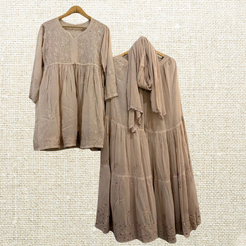 Ladies 3 Piece Chikankari Gown - Ethnic Region: Indian
