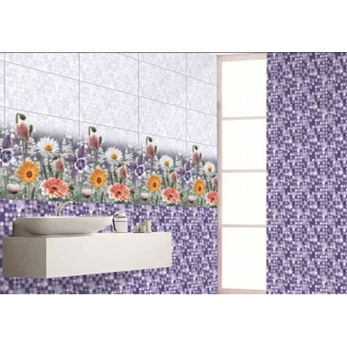 Flower Design Ceramic Tiles - Color: Blue