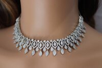 Moissanite Choker Necklace Set | 18K White Gold Bridal Jewelry