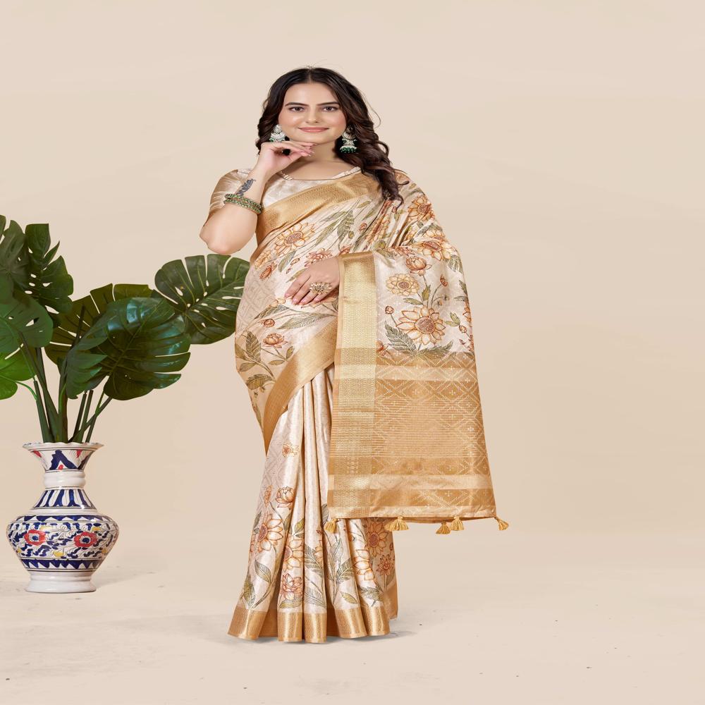 Camel Brown Saree - Design: Trendy