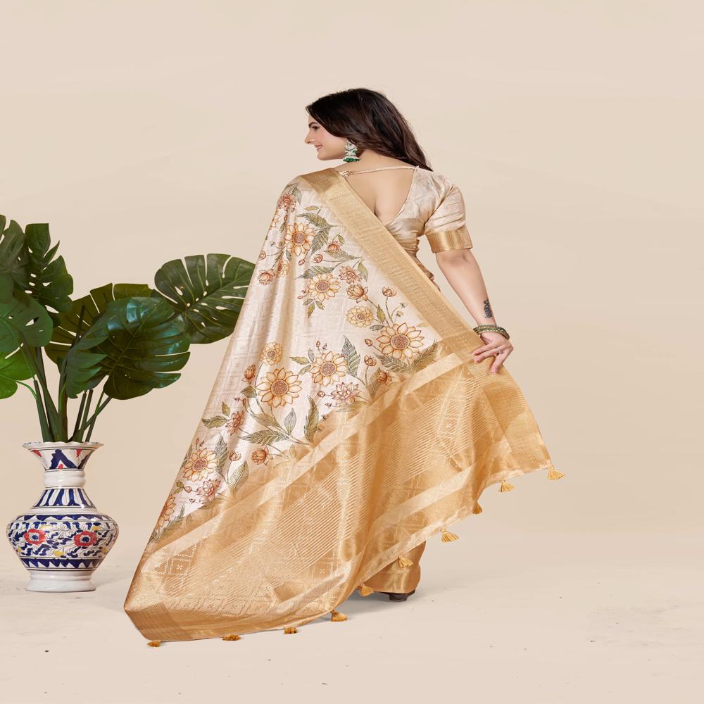 Camel Brown Saree - Design: Trendy